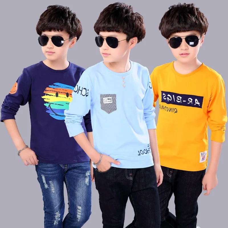 Новинка весна-осень 2019 Детские хлопковые футболки с длинными рукавами для