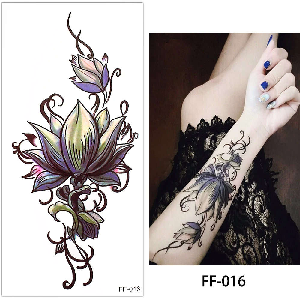 FF-016 Glaryyears, 25 дизайнов, 1 лист, женское ювелирное изделие, татуировка, WST-TL, временное тело, грудь, талия, художественная татуировка, наклейка, классная Сексуальная подвеска-чокер - Цвет: FF-016