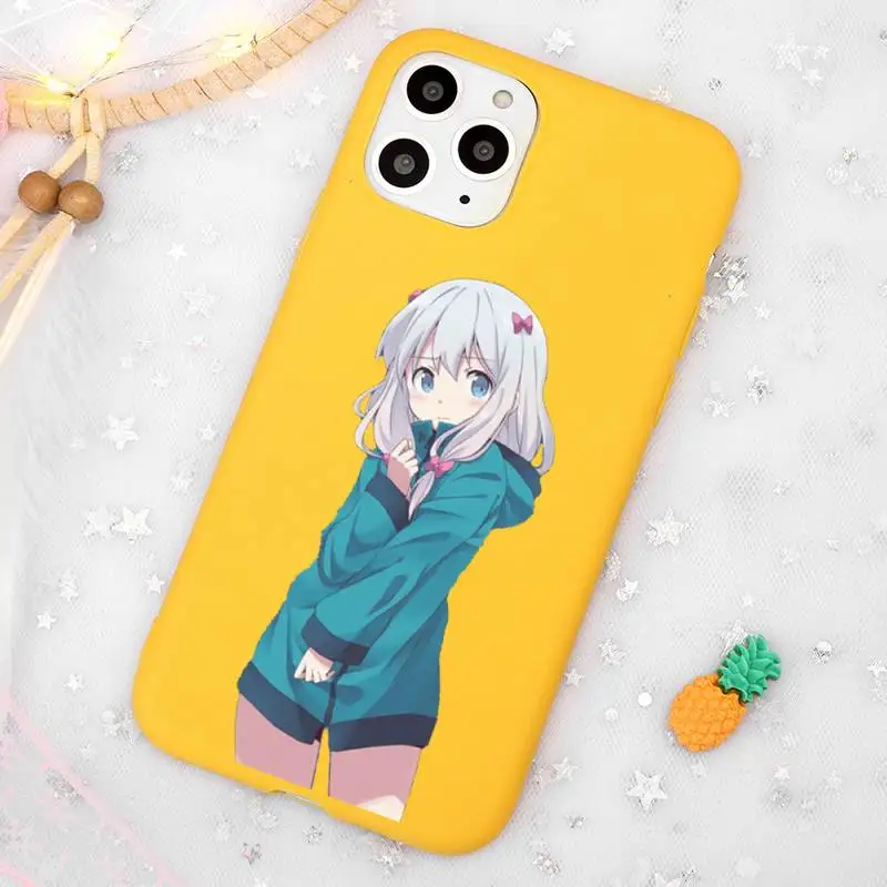 

eromangasensei cute Comics Phone Case Candy Color Yellow for iPhone 11 12 pro XS MAX 8 7 6 6S Plus X 5S SE 2020 XR