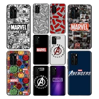 Phone Case Marvel Logo Avengers For Huawei P40 P30 P20 P50 Pro Plus P10 Lite 2019 2017 Mini Soft Black Cover