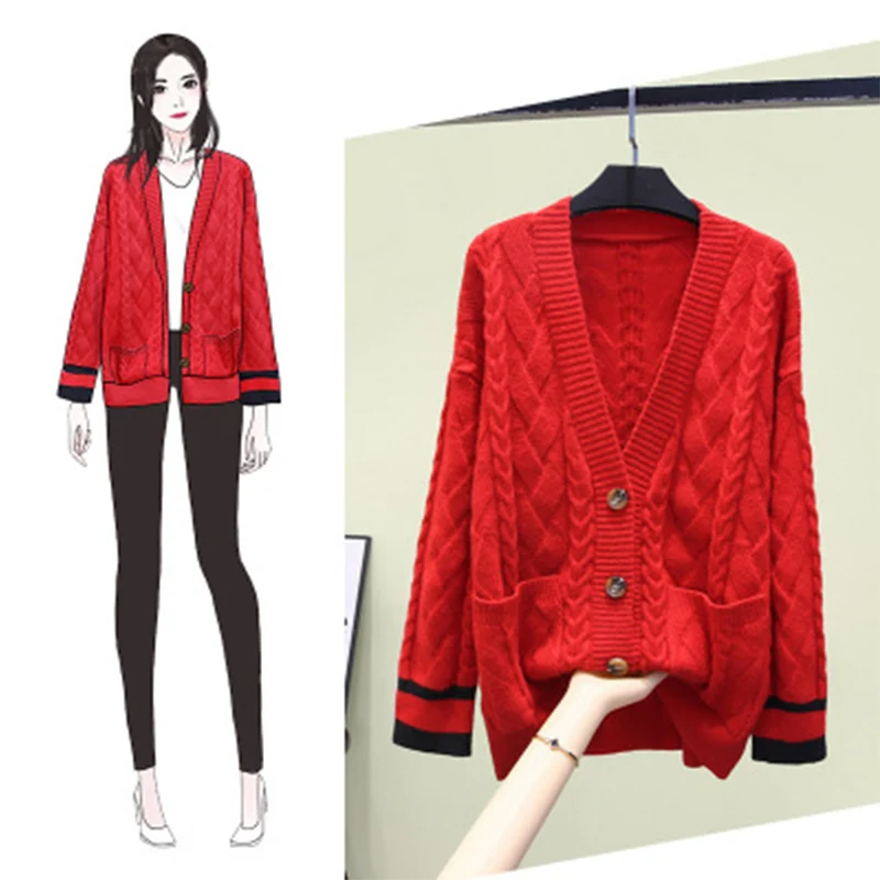 

2021traf yk2 spring autumn knitted cardigan big red jacket women каѬдиган оп каѬдиган женский коа женская tops свиеѬ женский