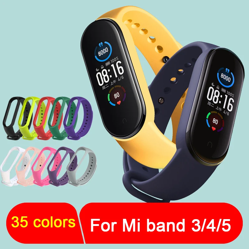 

Silicone Watch band For Xiaomi Mi Band 3 band 4 Bracelet Wristband for mi band 5 solid color Smart Watch Replacement Strap