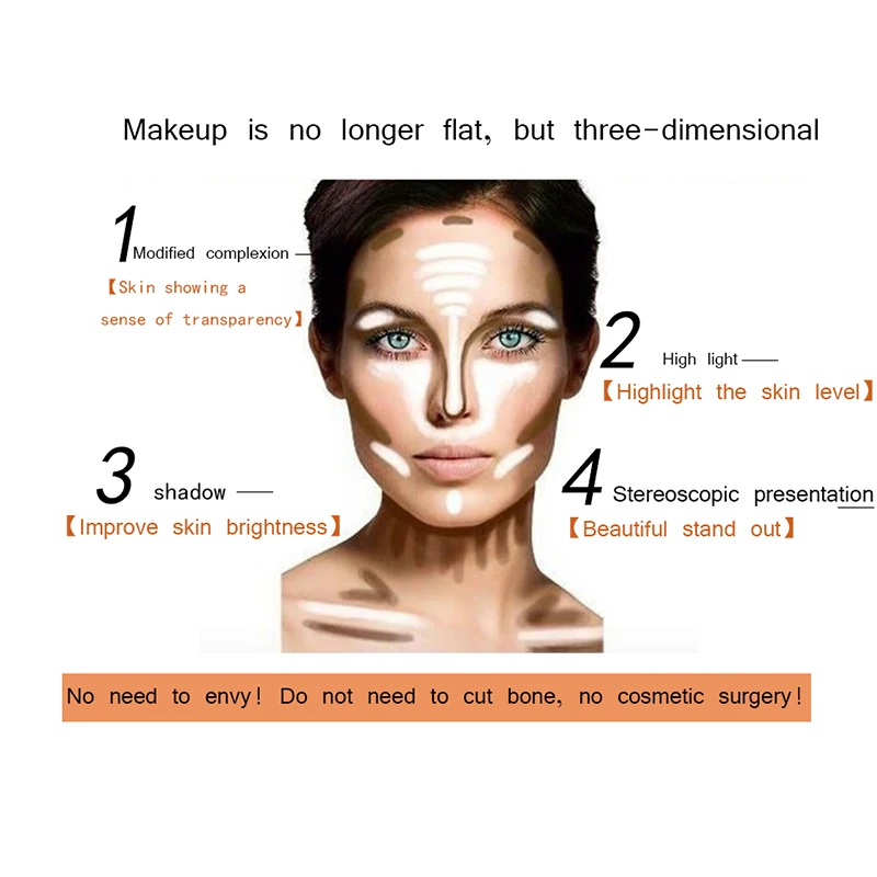 Pudaier 3Colors 3D Effect Face Concealer Stick Pen Corrector Base Contour Palette Contouring Make Up Dual Double Head Cream |