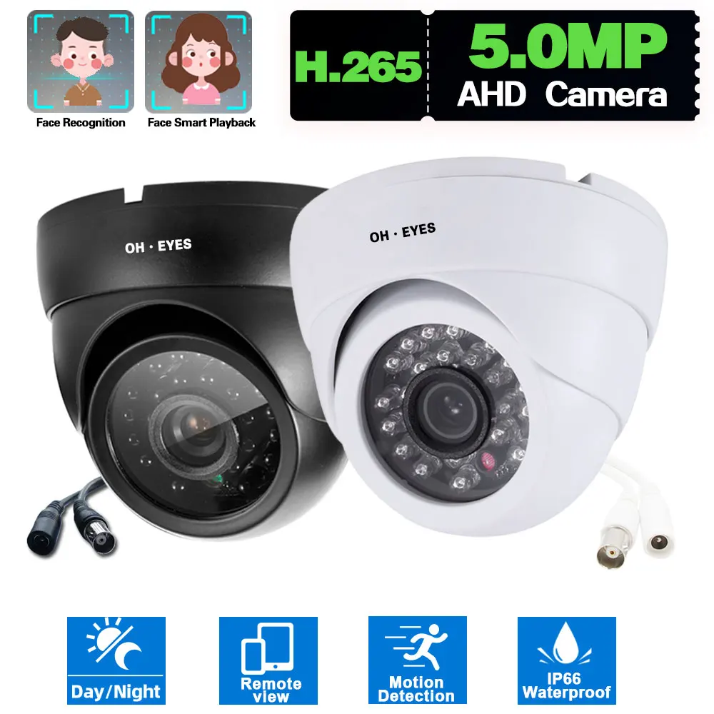 5MP Wired CCTV Analog Surveillance DVR Camera Outdoor indoor Night Vision Sony AHD BNC Security Dome Camera Black XMEYE