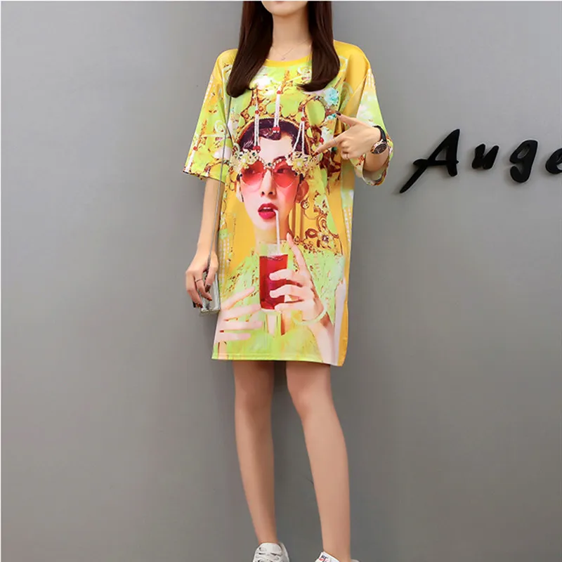 

Korean Spring And Summer New Fashion Vintage Printing Short Sleeved T-Shirt Loose Personality Round Neck Casual T-shirt