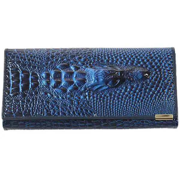 dark blue Женский кошелек, кошельки для монет, держатели, лакированная кожа, 3D тиснение, Аллигатор, для девушек, крокодил, длинный клатч, кошельки(Темный R - Цвет: dark blue