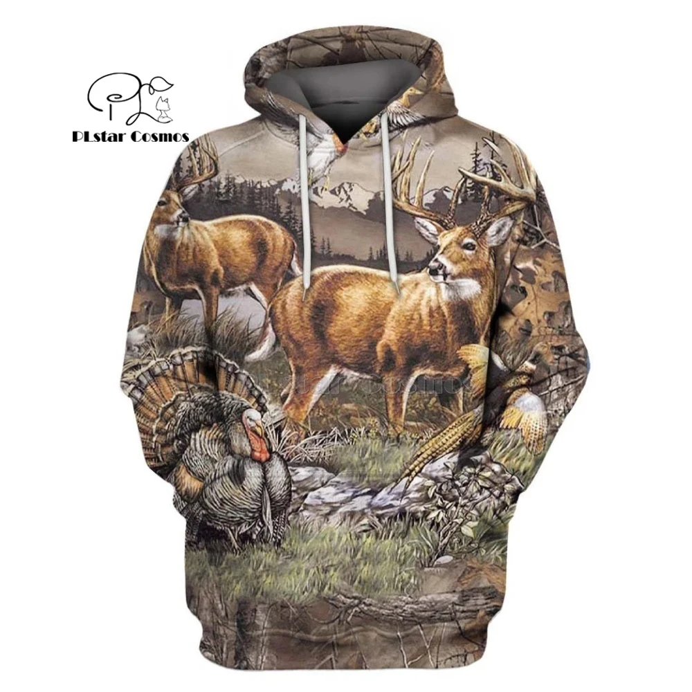 Камуфляжные охотничьи Животные Олень искусство 3D толстовки с капюшоном Мужские