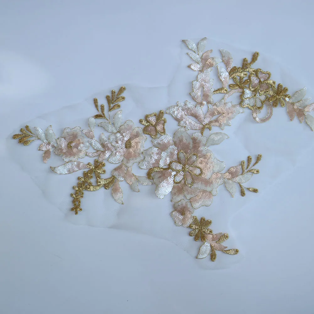 1 шт. 37*24 см большая вышитая аппликация с блестками кружевные тканевые аксессуары