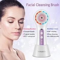 facial cleansing brush rechargeable ipx7 waterproof with 5 brush heads facial brush for exfoliation massage and deep cleaning