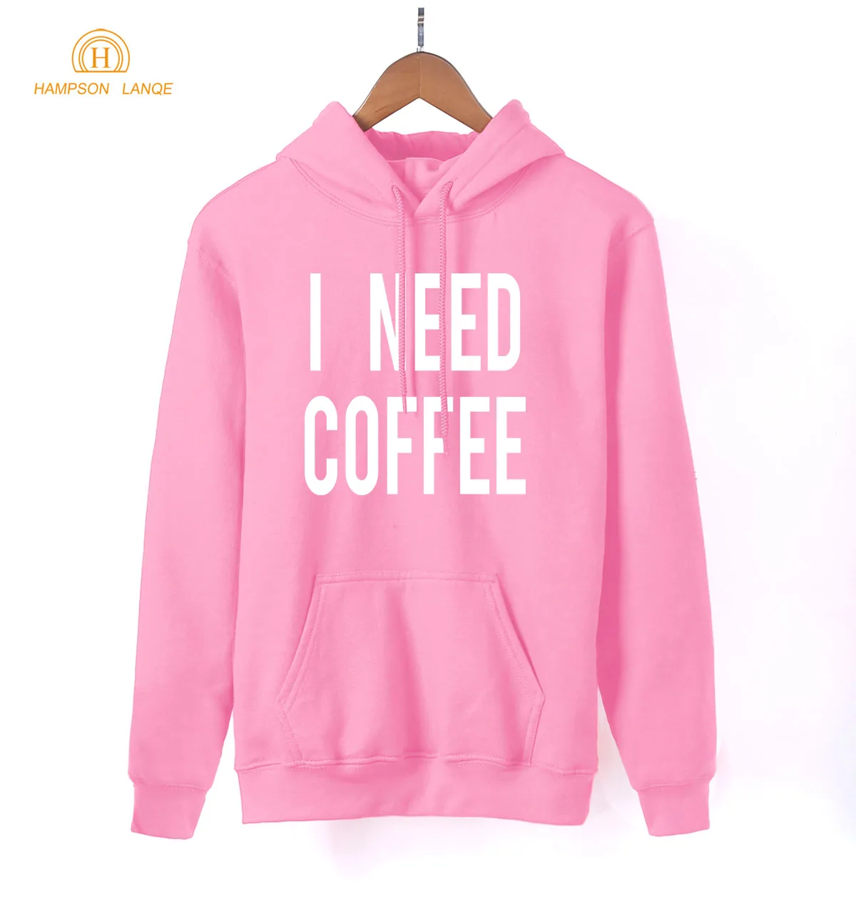 Женская толстовка с надписью I Need Coffee серая капюшоном для весны и осени 2020 | одежда