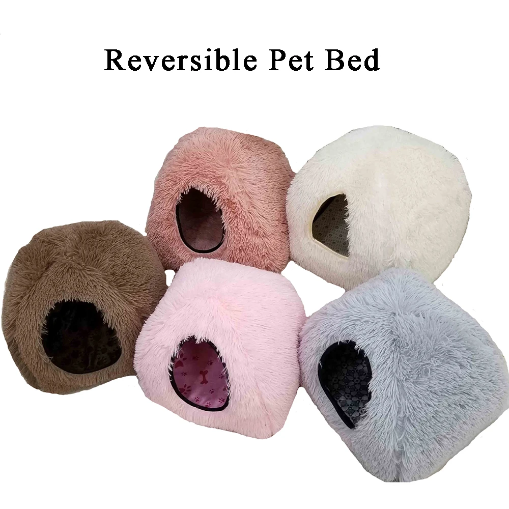 Пушистый домик для домашних животных 5 размеров двусторонняя кровать собак и