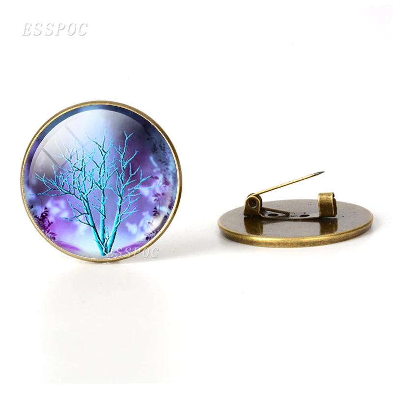 Брошь Древо жизни бронзовая стеклянный купол булавка в виде дерева модные