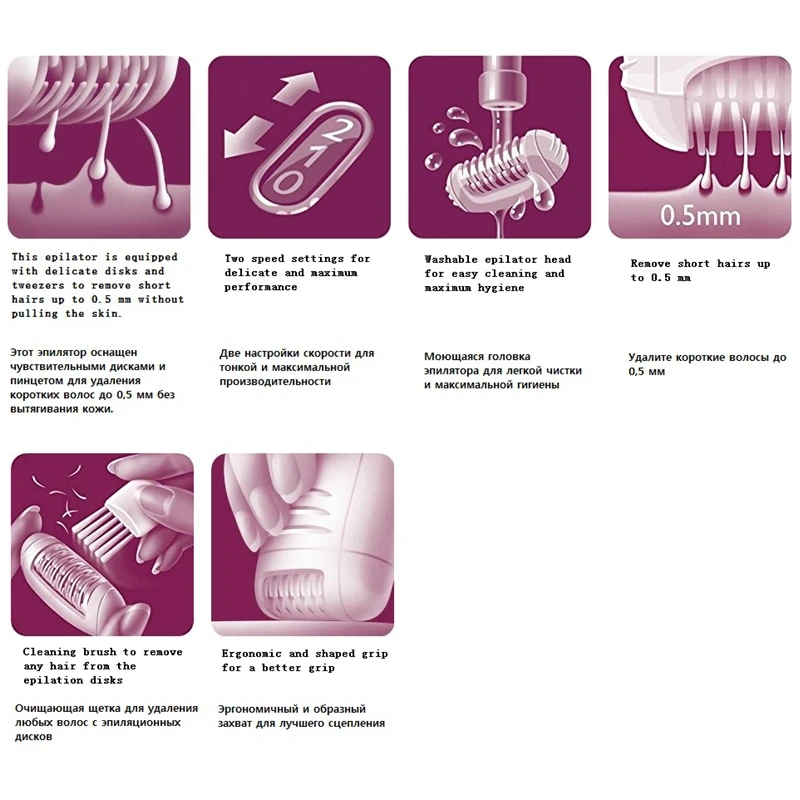 Эпилятор женский Проводной Электрический для удаления волос 100-240 В | Бытовая