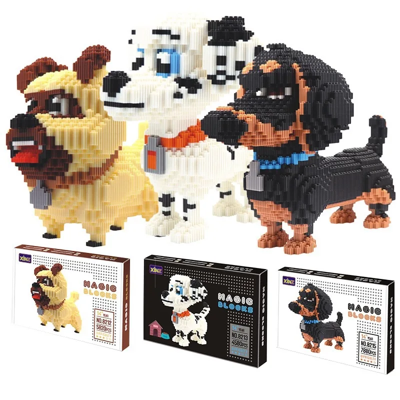 

5800pcs+ Housekeeping Dog Pet Model Building Blocks Big Hairy Dog Dalmatian Children's Educational Gifts Toys for Children