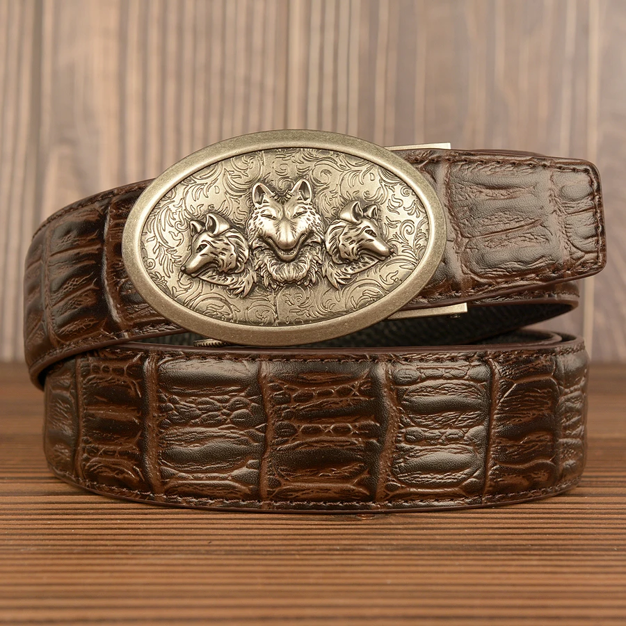 Модные мужские ремни из натуральной кожи с автоматической пряжкой воловьей