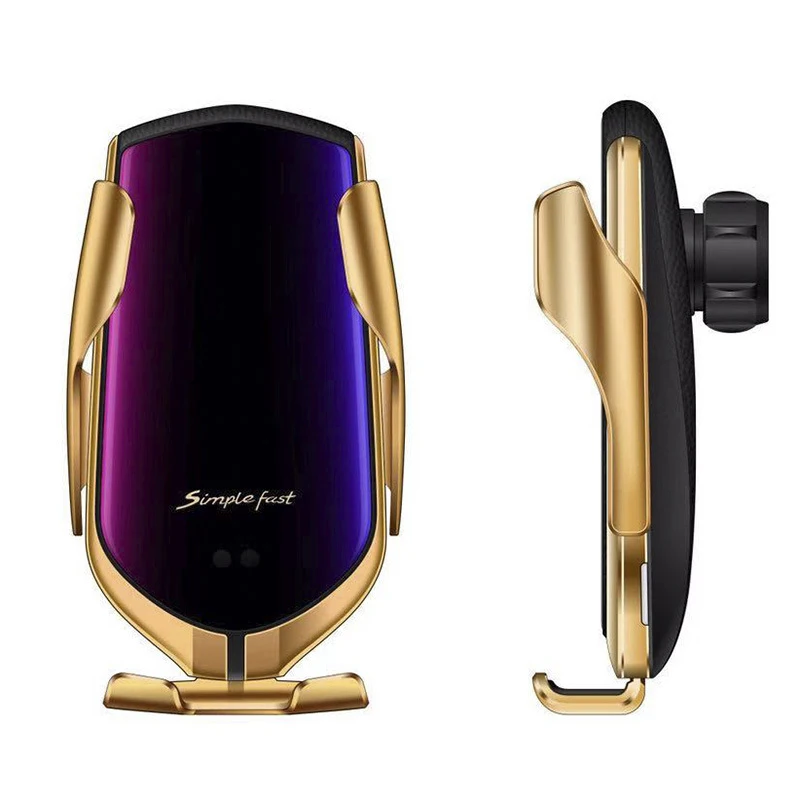 

R1 10W Car Wireless Charger Automatic Tensioning phone Holder For iPhone Xs Huawei LG Infrared Induction Qi Charger Holder
