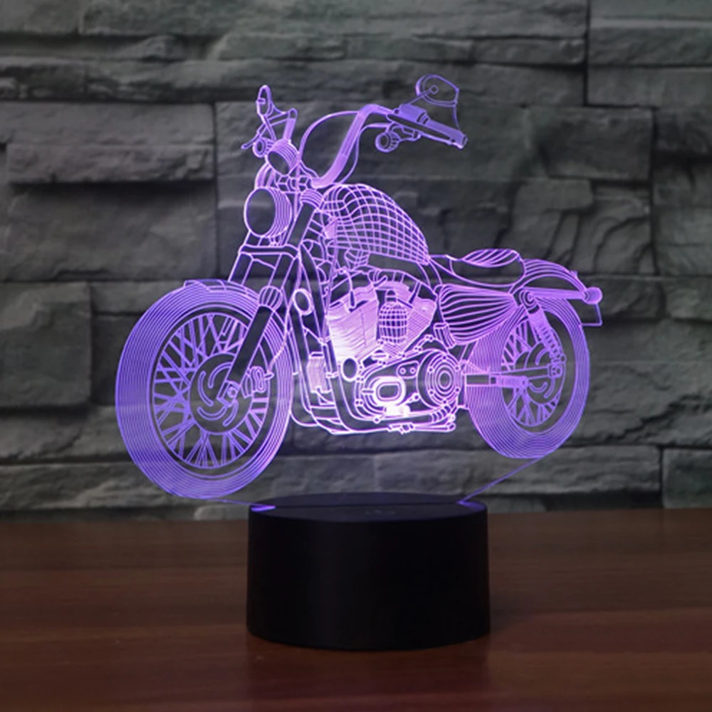 Акриловая 3d лампа голограмма для мотоцикла ночсветильник с сенсорным