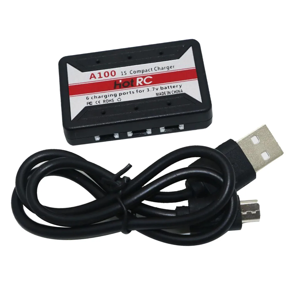 

HotRC A100 6 Ports Lipo Charger 1S 3.7V for RC Quadcopter Helicopters