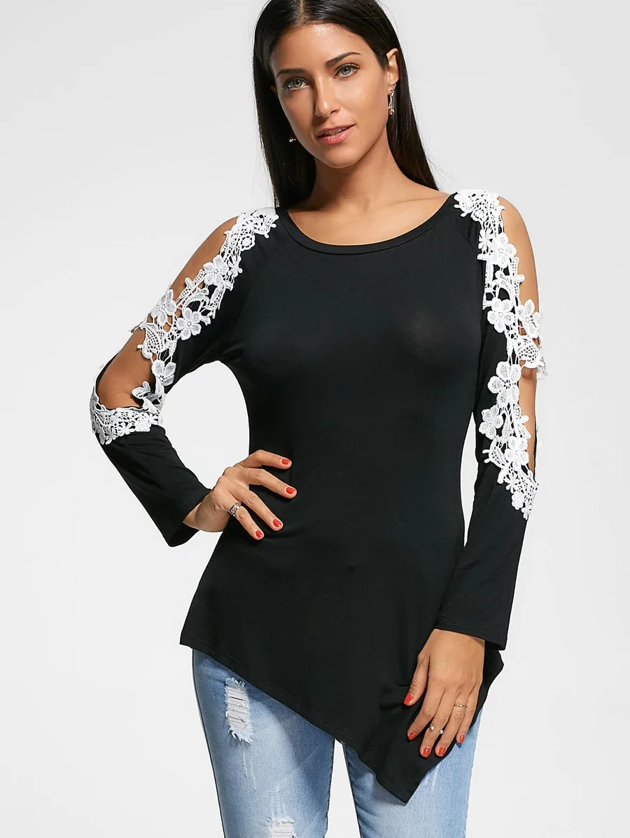 

Womens Female Fashion Sexy Floral Off shoulder Long Sleeve Shirts Tops T shirts