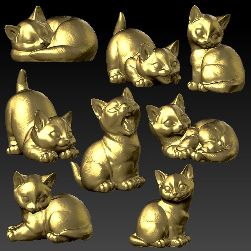 8 шт. 3D модель с милым котом для ЧПУ или 3D-принтеров в формате STL | Инструменты