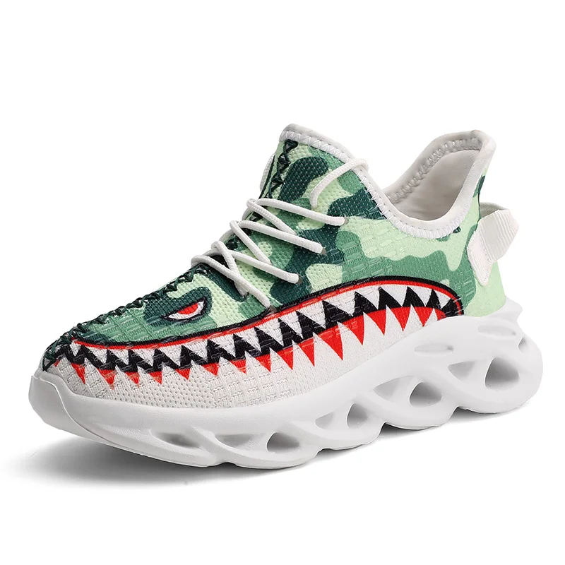 

Autumn Flying Woven Children Sports Running Sneakers Kids Sneakers Comfortable Shark Shoes Boys Girls Twist Bottom Trainers 2021