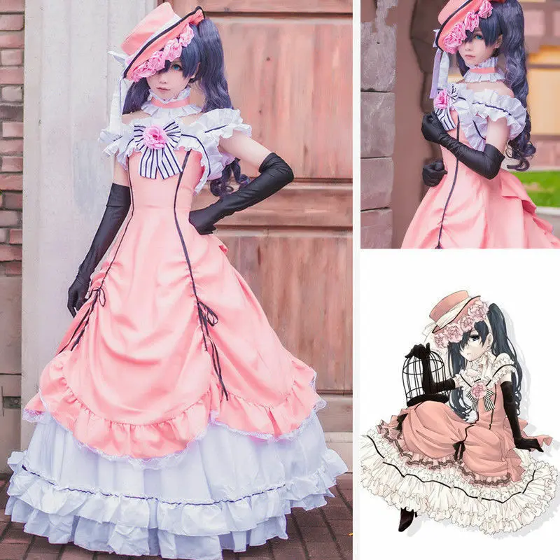 Женский костюм для косплея Butler Ciel Phantomhive розовое платье лолиты вечерние костюмы