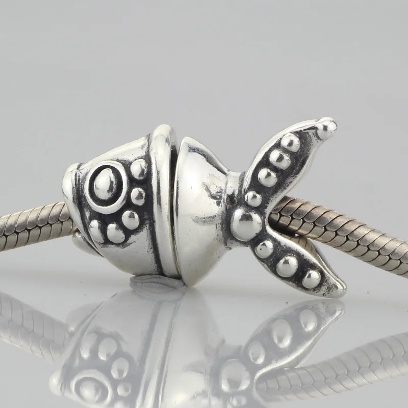 

Genuine 925 Sterling Silver Goldfish Charm Beads Fit European DIY Bracelet