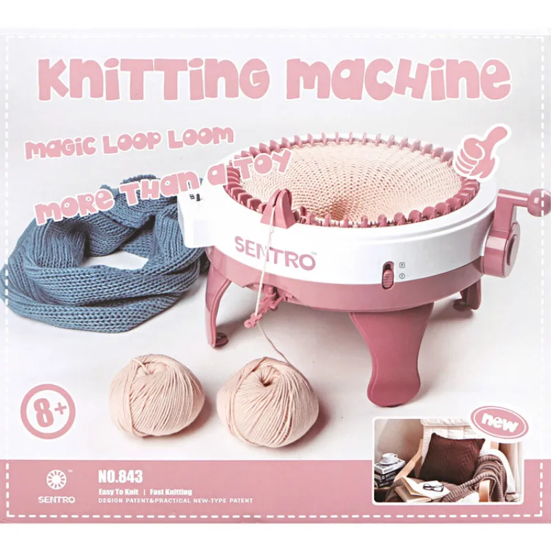 M&aacute;quina de tejer inteligente para adultos y ni&ntilde;os, telar de punto doble giratorio, bufanda, su&eacute;ter, sombrero, calcetines, 48 agujas-1