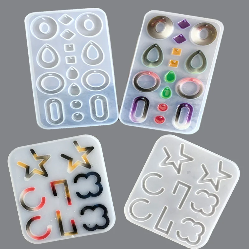 

Star Waterdrop Round Earrings Leaf Half-open Teardrops UV Resin Jewelry Molds Jewelry Accesorries Geometric Collection Stencil