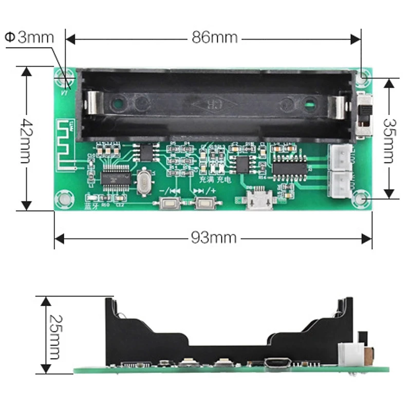 

XH-A150 Lithium Battery Bluetooth Digital Power Amplifiers Board 5W+5W Support Android DIY Small Speaker Rechargeable