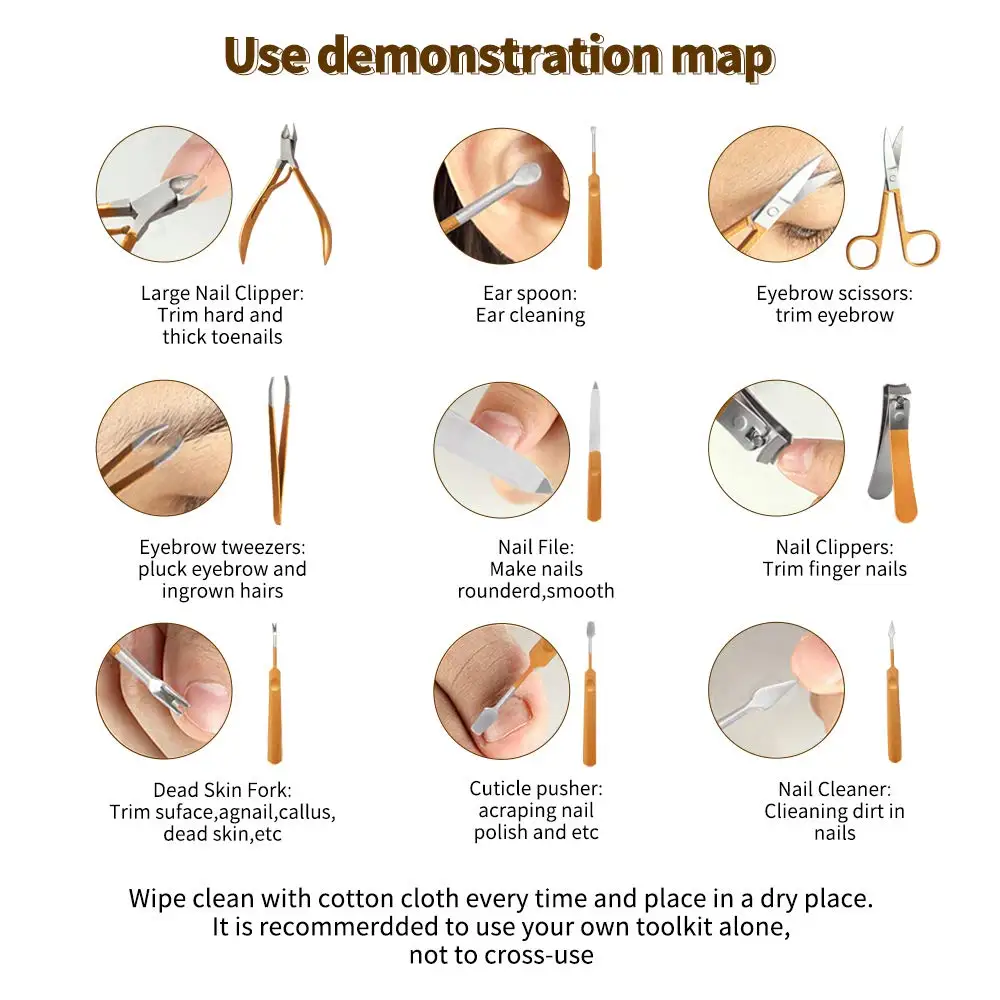 10 шт. маникюрный набор из натуральной кожи для ухода за ногтями Персональный