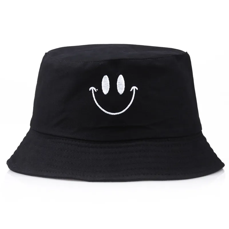 

Women Simple Bucket Hat Solid Candy Colors Smile Face Sun Hat Fishermen Hats Hip Hop Female Cap Outdoor Sports Travel Beach Caps