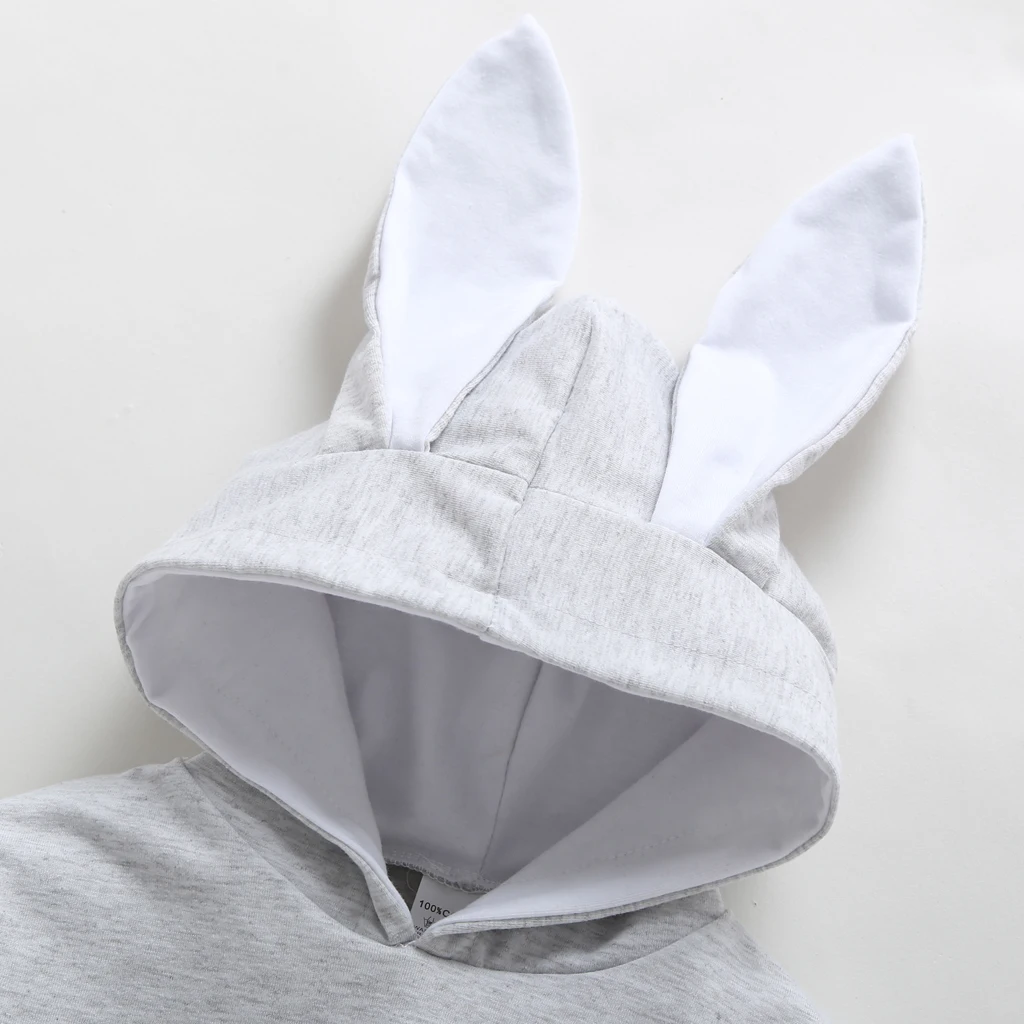 Cute Solid Rabbit Design Long-sleeve Hoodie | Детская одежда и обувь