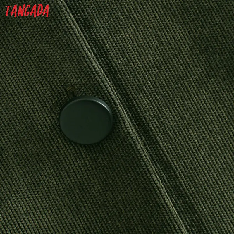 Tangada женское винтажное зеленое вельветовое платье-рубашка с длинным рукавом и пуговицами, модное женское платье на осень и зиму, 2W20