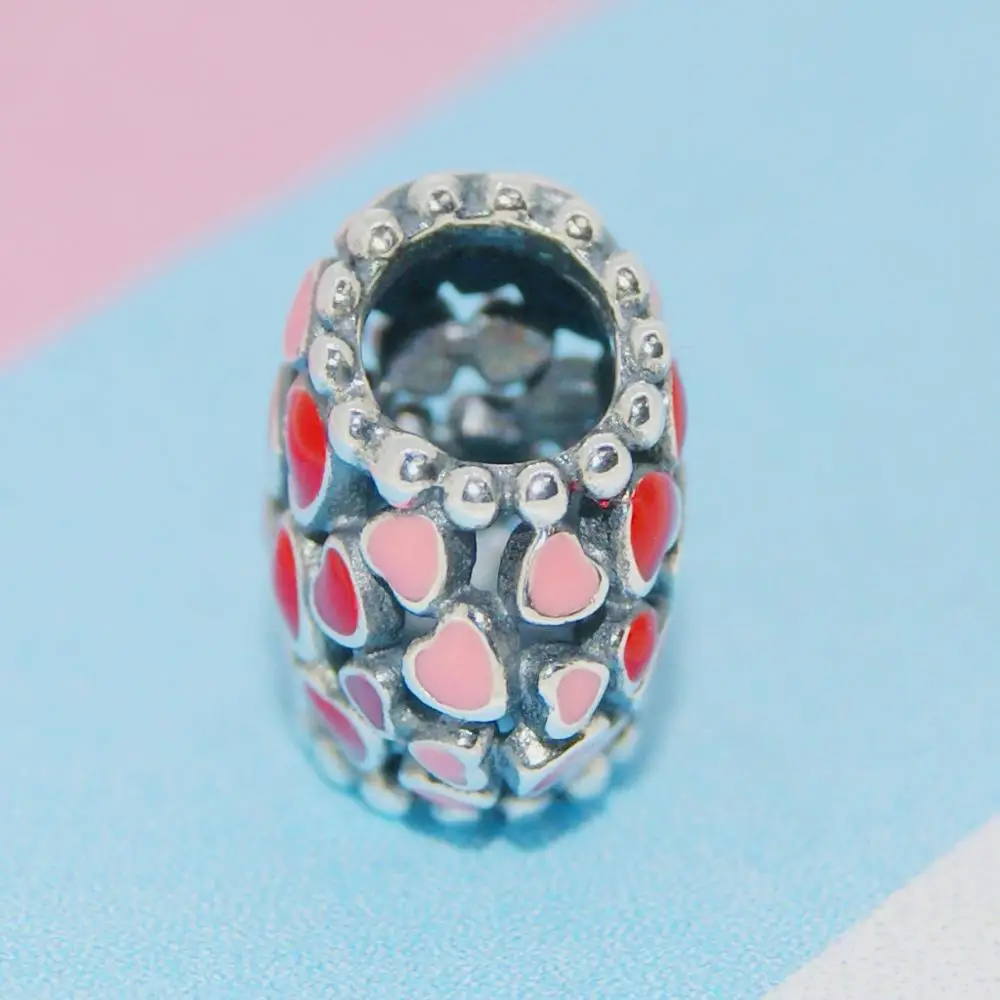 Модные подвески Leabyl с красной эмалью в форме сердца для браслета ожерелья бусины