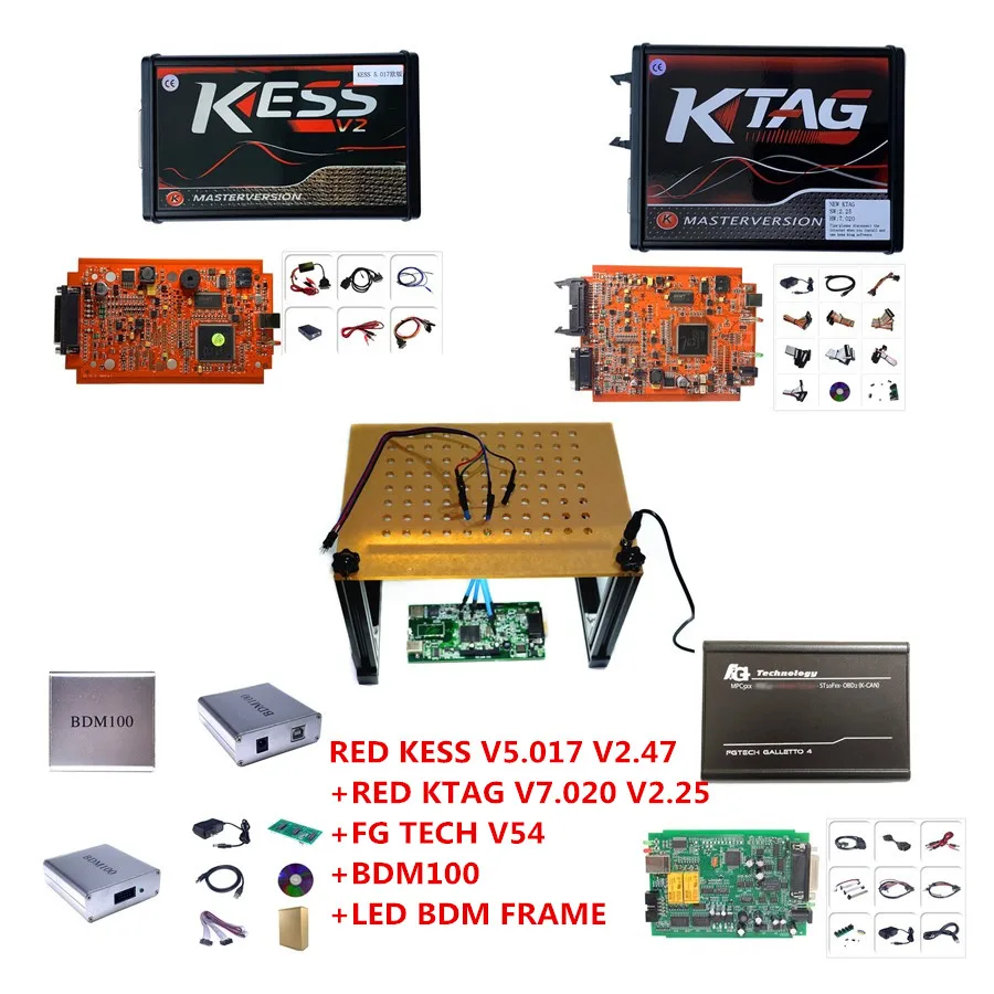 Распродажа! Комплект для настройки RED KESS V5.017 V2.47 + KTAG V7.020 V2.25 FG TECH V54 BDM100