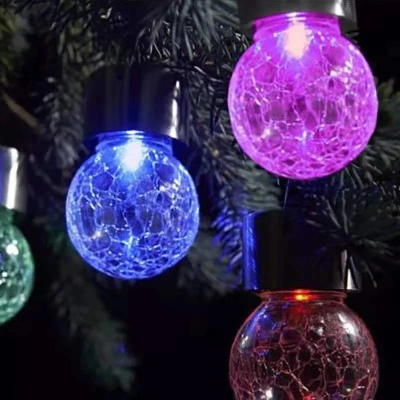 

Solar Outdoor Night Light Cracked Ball Glass Jar Wishing Light Garden Tree Decoration Light, Christmas Decoration Colorful Bulb