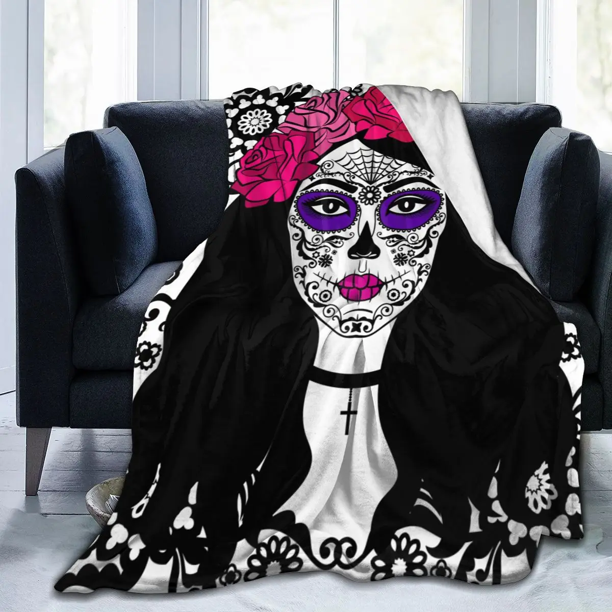 

Floral Skull Design Soft Blankets For Bed Couch Sofa All Season Warm Flower Fleece Blanket Dropship Wholesale Flannel Throw