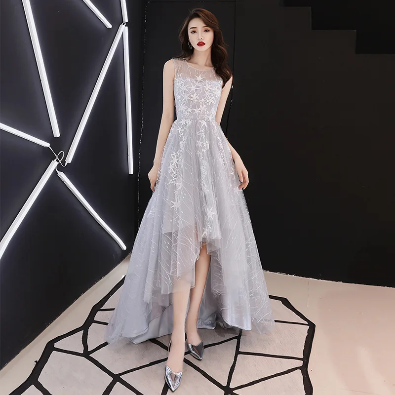 Женские светло-серые вечерние платья со звездами декоративные элегантные