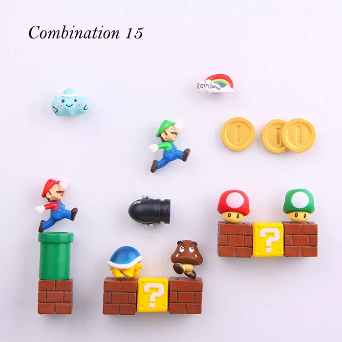 Combination 15 3D Супер Марио Bros магниты на холодильник магнит стикер сообщений мультфильм игровой мультфильм 3D лед коробка Пастер ледяная коробка стикер - Цвет: Combination 15