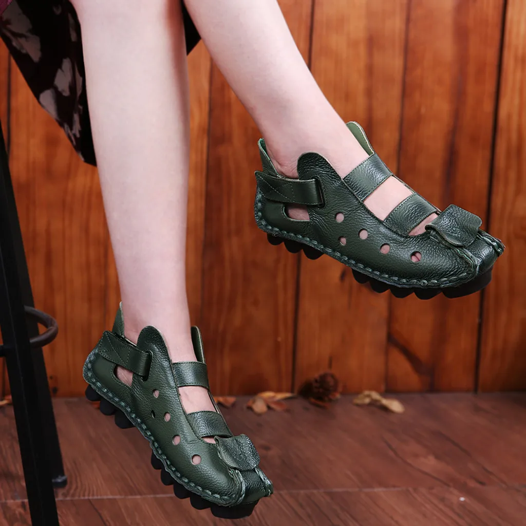 

Woman 2020 Summer Sandals Leather Personality sandalias Casual Sewing Women Shoes Solid Female Ladies Platform Shoes Retro Pumps