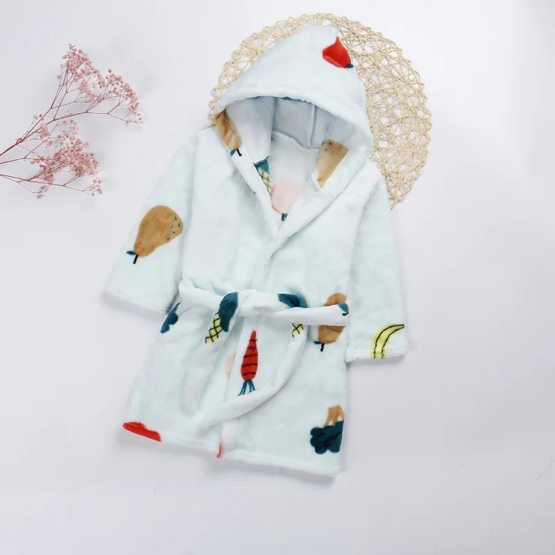 Халат детский с капюшоном и длинным рукавом мультяшный банный халат для