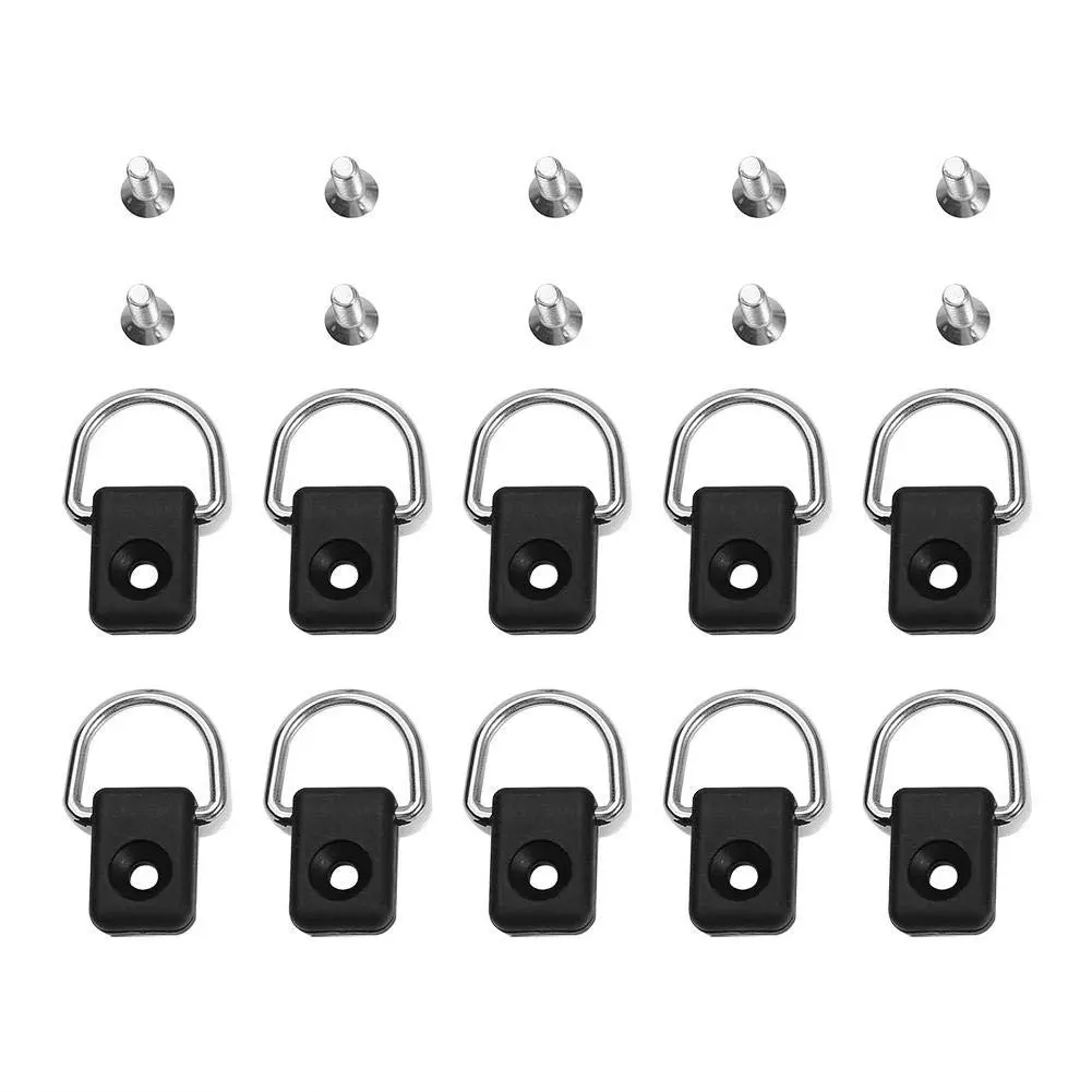 

Kayak D-Ring 10 Pieces Black Canoe Kayak D-Ring Set Fishing Rigging Rubber Band Kit Accessories Safety Rowing Accessories