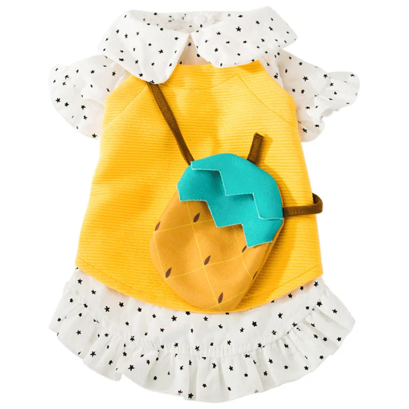 

Summer Pet Dog Clothes Puppy Cat Dress Bag Set Cute Fruit Dog Skirts Vest Shirt for Small Medium Dog Hawaiian Cool Clothing