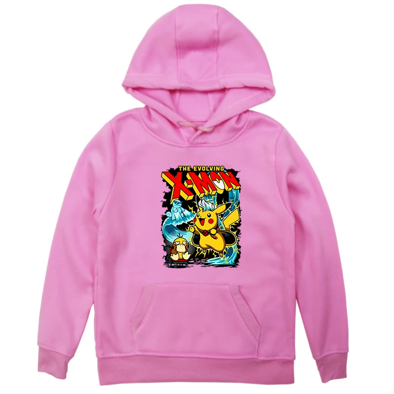 Hoodies 7 Толстовки с капюшоном для мальчиков и девочек с принтом «Покемон»; детские толстовки с Пикачу; сезон осень-зима; толстовка с капюшоном для малышей; детская бархатная верхняя одежда - Цвет: Hoodies 7