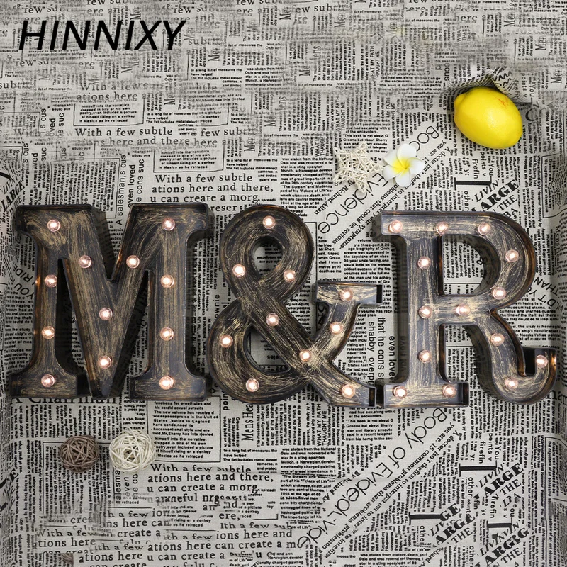 Hinnixy A-R настенный светодиодный светильник в стиле ретро с буквами, промышленный стиль, для бара, кафе, домашний декор, 3D Алфавит, аксессуары для помещений, ночной Светильник