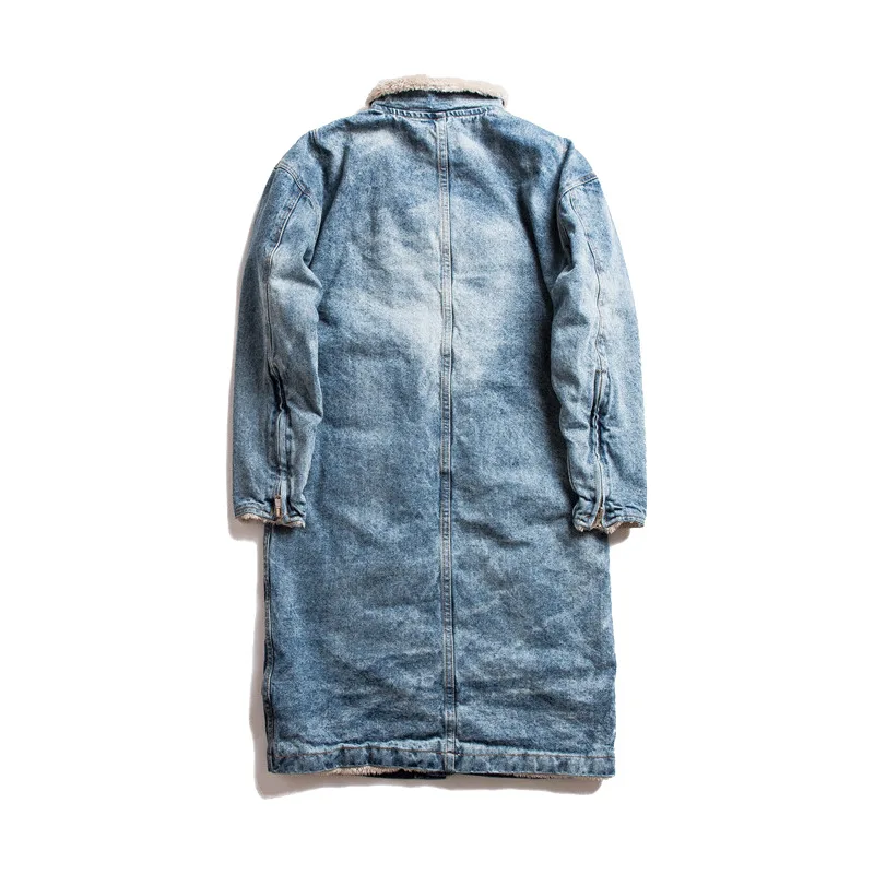 1 8 кг! Длинная джинсовая куртка мужские Зимние флисовые джинсовые куртки Мужская