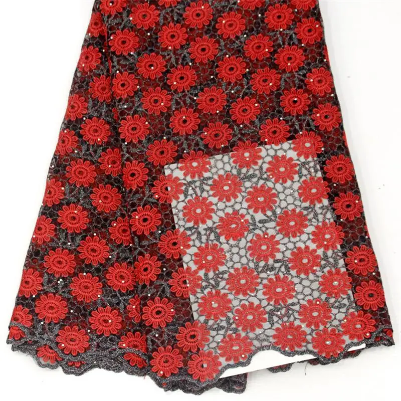 Красивая нигерийская кружевная ткань высокого качества 2019 черная и красная