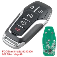 902mhz 5 buttons remote smart car key fob with id49 chip m3n a2c31243300 keyless entry transmitter for 2013 2020 ford lincoln