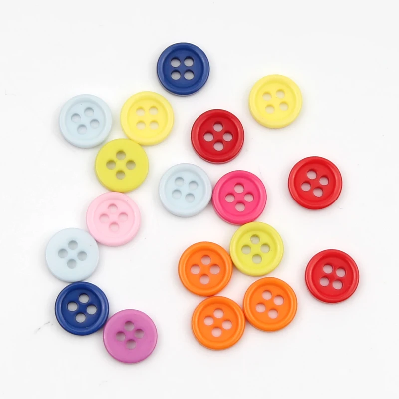 

100 шт. разноцветные Круглые полимерные пуговицы с 4 отверстиями для шитье одежды, скрапбукинг, аксессуары, декоративные пуговицы 9 мм